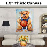 Shar Pei Dog Basketball Wall Art Print 1.5 Inch Thick Canvas Sports Decor for Boys Game Room Gift for Dog Owners
