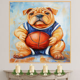 Shar Pei Dog Basketball Wall Art Print 1.5 Inch Thick Canvas Sports Decor for Boys Game Room Gift for Dog Owners