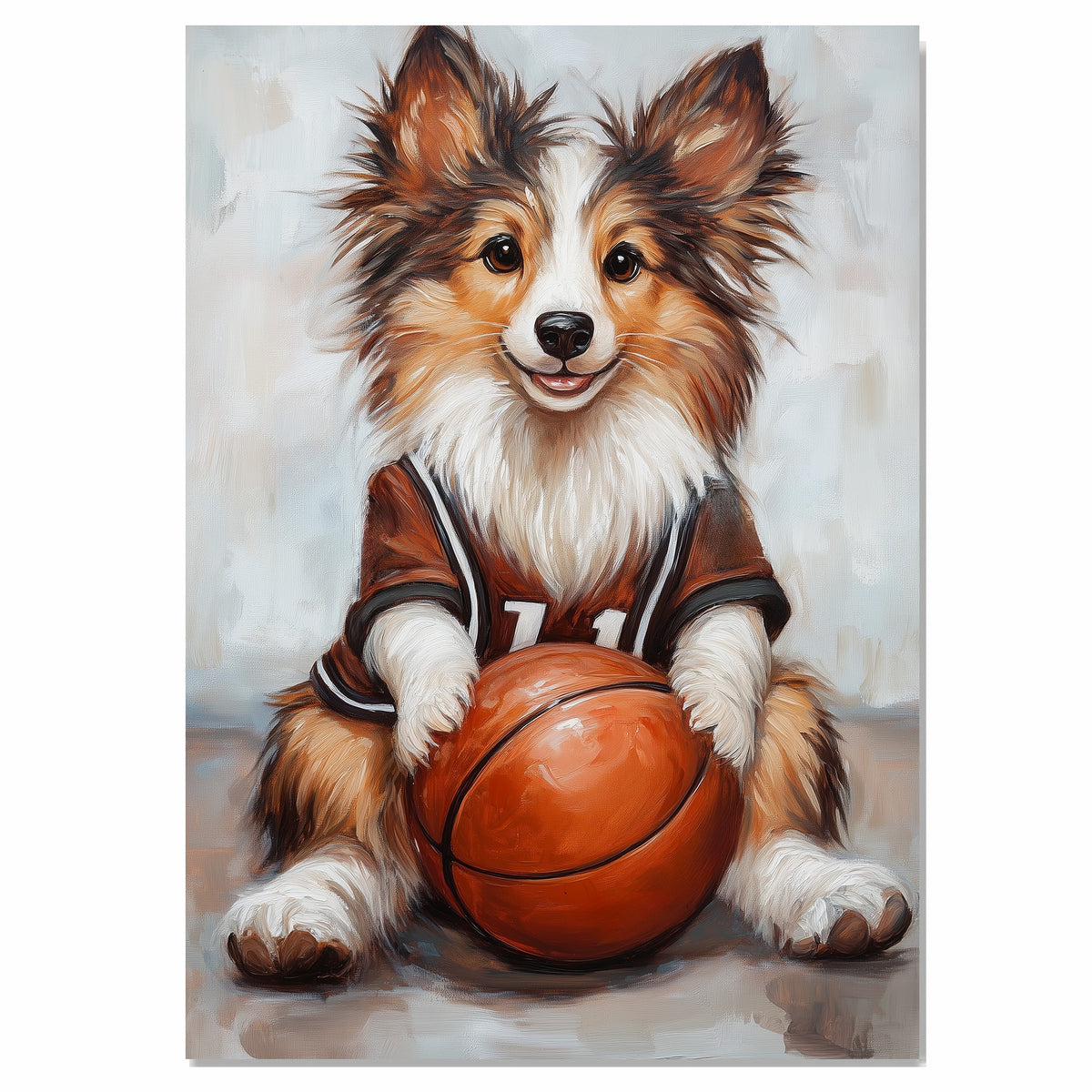 Shetland Sheepdog Basketball Wall Art 1.5" Canvas Print Sports Room Decor for Teen Boys Playroom or Game Room Gift for Dog Lovers