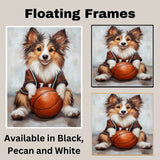 Shetland Sheepdog Basketball Wall Art 1.5" Canvas Print Sports Room Decor for Teen Boys Playroom or Game Room Gift for Dog Lovers