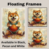 Shiba Inu Basketball Wall Art Print 1.5 Inch Thick Canvas Sports Decor for Boys Bedroom or Teen Space Gift for Dog Lovers