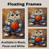 Siberian Cat Basketball Wall Art Print 1.5 Inch Thick Canvas Sports Decor for Kids Bedroom Teen Room or Game Room Gift for Cat Lovers