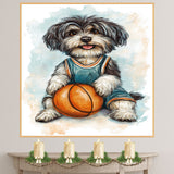 Tibetan Terrier Basketball Wall Art Print 1.5 Inch Thick Canvas Sports Decor for Boys Playroom or Game Room Gift for Dog Lovers