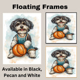 Tibetan Terrier Basketball Wall Art Print 1.5 Inch Thick Canvas Sports Decor for Boys Playroom or Game Room Gift for Dog Lovers