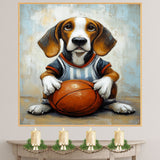 Treeing Walker Coonhound Basketball Wall Art Print 1.5 Inch Thick Canvas Sports Decor for Boys Room Gift for Dog Lovers
