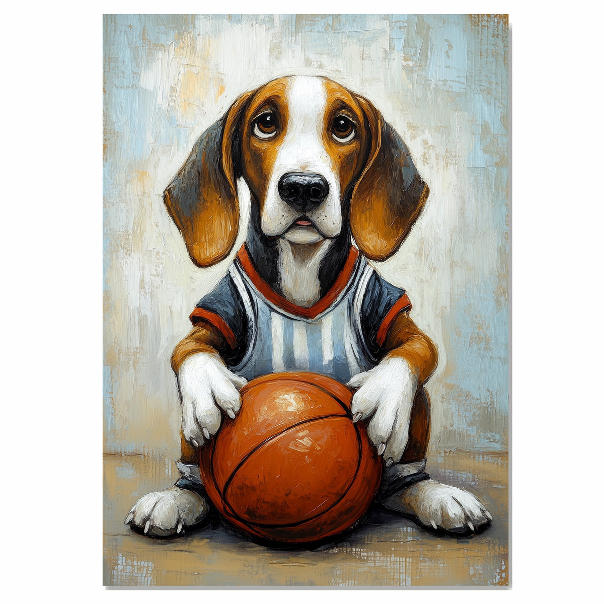 Treeing Walker Coonhound Basketball Wall Art Print 1.5 Inch Thick Canvas Sports Decor for Boys Room Gift for Dog Lovers