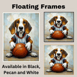Treeing Walker Coonhound Basketball Wall Art Print 1.5 Inch Thick Canvas Sports Decor for Boys Room Gift for Dog Lovers