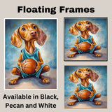 Vizsla Basketball Wall Art Print 1.5 Inch Thick Canvas Sports Decor for Boys Bedroom or Home Game Room Gift for Dog Lovers