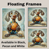 Weimaraner Basketball Wall Art Print 1.5 Inch Thick Canvas Sports Decor for Boys Bedroom or Living Room Gift for Dog Lovers