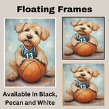 Wheaten Terrier Basketball Wall Art Print 1.5 Inch Thick Canvas Sports Decor for Boys Playroom or Game Room Gift for Dog Lovers