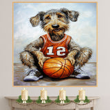 Irish Wolfhound Basketball Wall Art Print 1.5 Inch Thick Canvas Sports Decor for Boys Bedroom or Home Game Room Gift for Dog Lovers