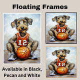 Irish Wolfhound Basketball Wall Art Print 1.5 Inch Thick Canvas Sports Decor for Boys Bedroom or Home Game Room Gift for Dog Lovers