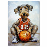 Irish Wolfhound Basketball Wall Art Print 1.5 Inch Thick Canvas Sports Decor for Boys Bedroom or Home Game Room Gift for Dog Lovers