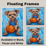 Yorkipoo Basketball Wall Art Print 1.5 Inch Thick Canvas Sports Decor for Kids Playroom or Game Room Gift for Dog Lovers