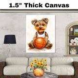Yorkshire Terrier Basketball Wall Art Print 1.5 Inch Thick Canvas Sports Decor for Mens Game Room Gift for Dog Lovers