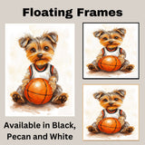 Yorkshire Terrier Basketball Wall Art Print 1.5 Inch Thick Canvas Sports Decor for Mens Game Room Gift for Dog Lovers