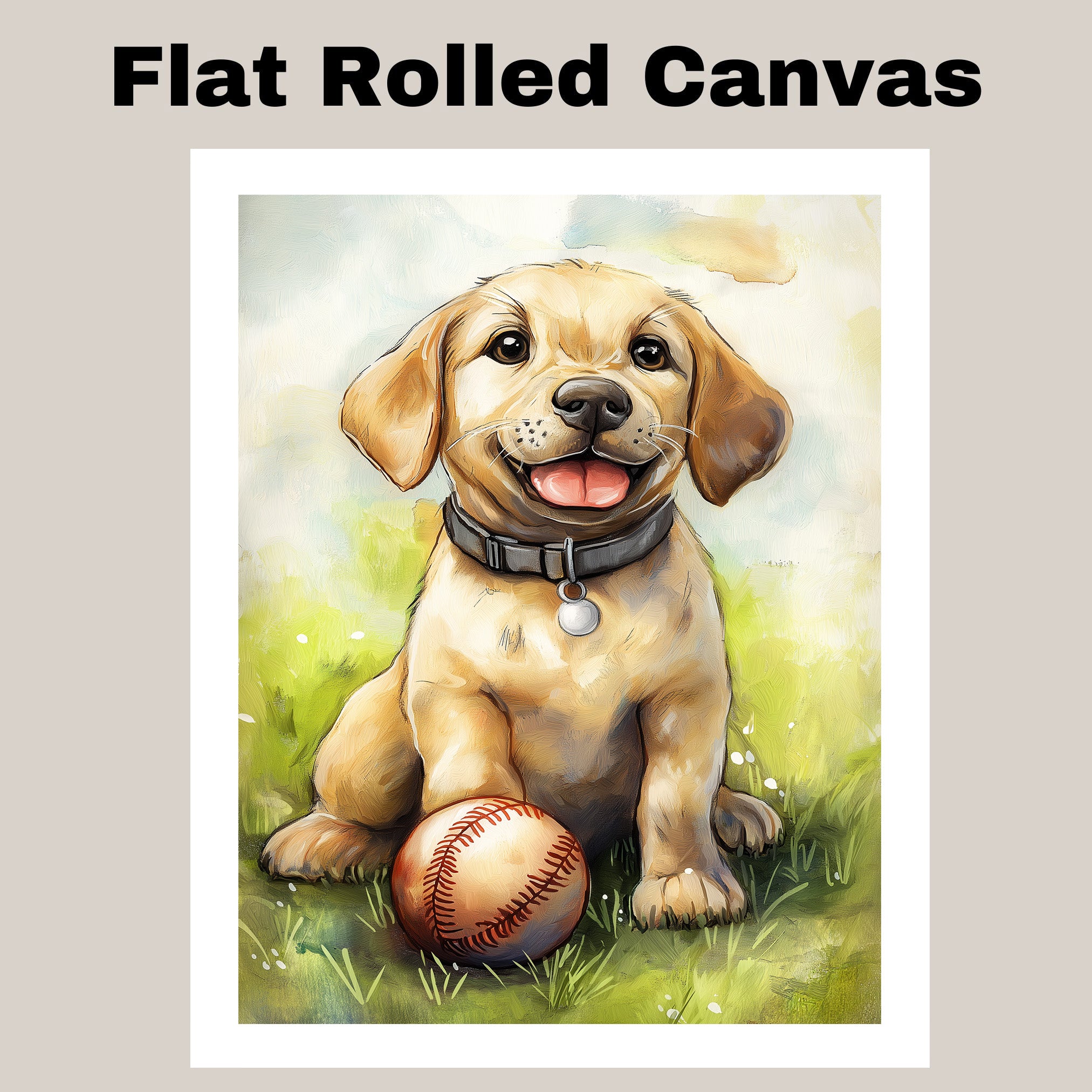 Labrador Baseball Sports Dog Wall Art for Kids Home Décor Gift Idea for Childrens  on Ready to Hang 1.5" Thick Canvas Wrap, Floating Framed Canvas, Flat Rolled Canvas