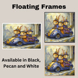 Whimsical Dogs Soaring Through The Sky In Flying Vintage Car Fantasy Artwork For Animal Lovers And Dreamy Spaces on Ready to Hang 1.5" Thick Canvas Wrap, Floating Framed Canvas, Flat Rolled Canvas