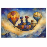 Whimsical Bunnies Racing Toward a Castle in Enchanted Forest Adventure on Ready to Hang 1.5" Thick Canvas Wrap, Floating Framed Canvas, Flat Rolled Canvas