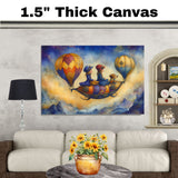 Whimsical Bunnies Racing Toward a Castle in Enchanted Forest Adventure on Ready to Hang 1.5" Thick Canvas Wrap, Floating Framed Canvas, Flat Rolled Canvas