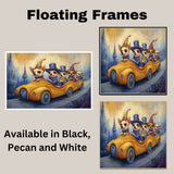Whimsical Chihuahua Dogs Riding In Fantasy Car Through Magical Kingdom Artwork For Dog Lovers And Storybook Home Decor on Ready to Hang 1.5" Thick Canvas Wrap, Floating Framed Canvas, Flat Rolled Canvas