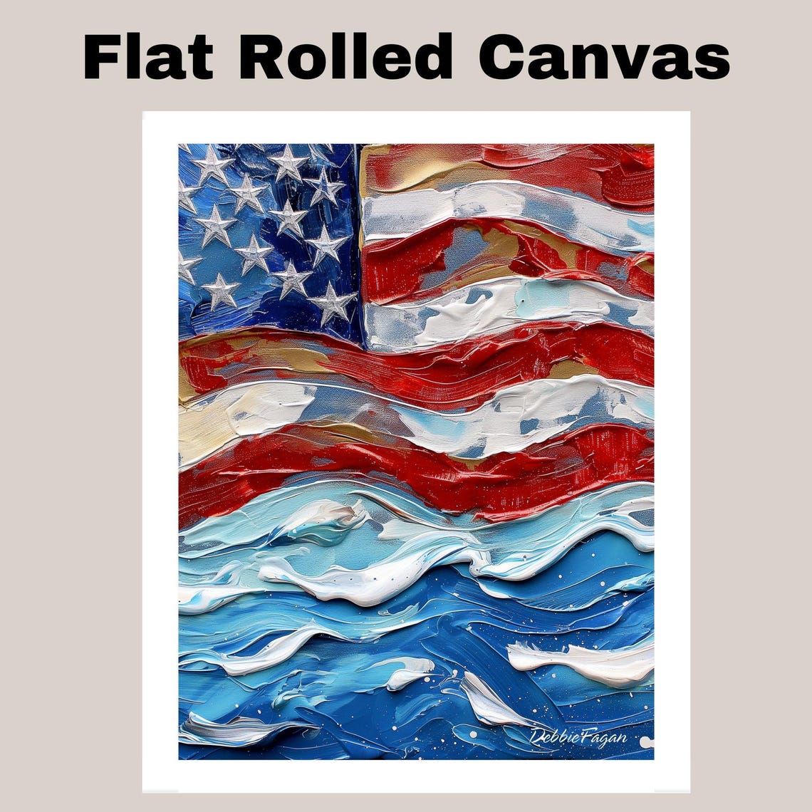 US Flag, Patriotic Wall Art, Large American Flag on 1.5" Thick Canvas Wrap, Floating Framed Canvas, Flat Rolled Canvas, Proud to be American