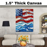 US Flag, Patriotic Wall Art, Large American Flag on 1.5" Thick Canvas Wrap, Floating Framed Canvas, Flat Rolled Canvas, Proud to be American