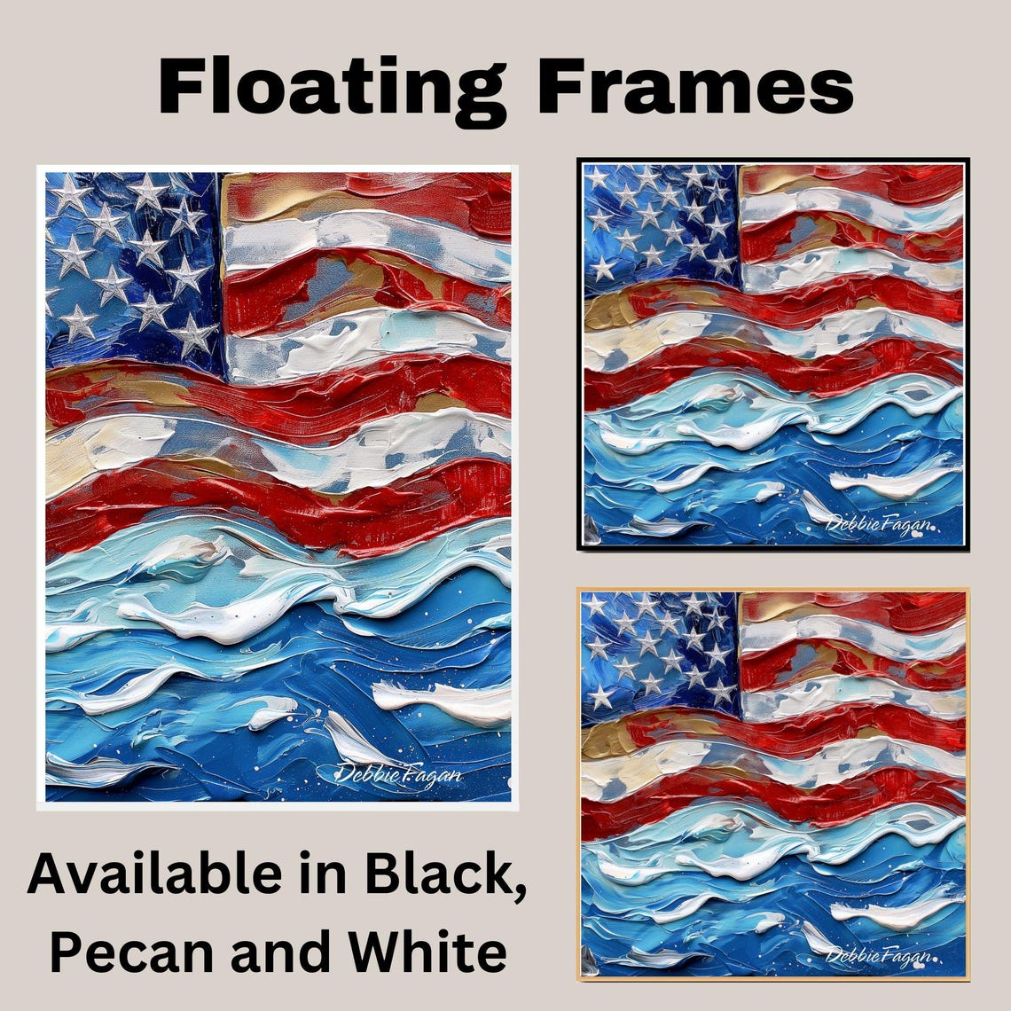 US Flag, Patriotic Wall Art, Large American Flag on 1.5" Thick Canvas Wrap, Floating Framed Canvas, Flat Rolled Canvas, Proud to be American